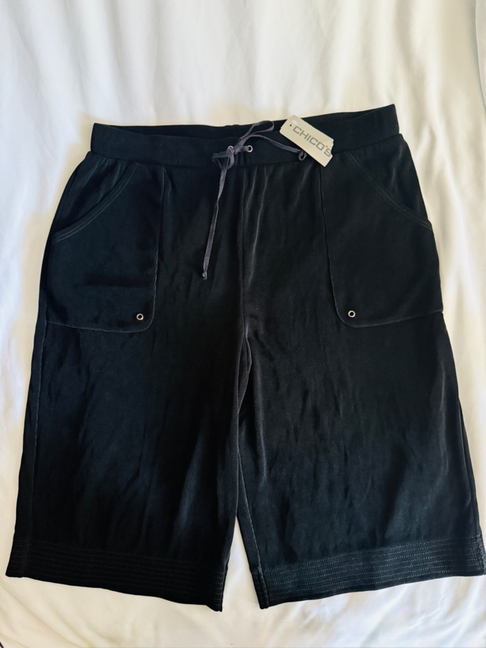 Chico’s Travelers Cinette Black Shorts with Grommets - Size 3 (XL/16)